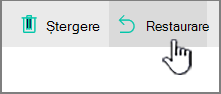 Butonul Restaurare din SharePoint Online evidențiat