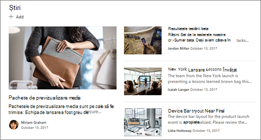 Site de echipă - secțiune nouă pe pagina de pornire