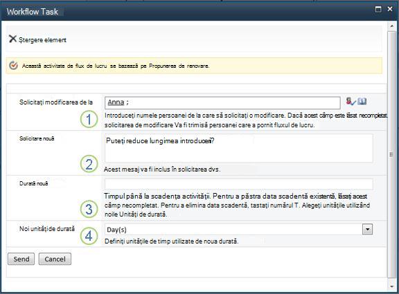 Formular pentru solicitarea unei modificări în element