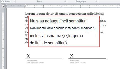 Document fără prima semnătură, deci încă deschis pentru modificări