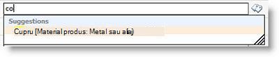 Când începeți să tastați, termenii sunt sugerați pentru dvs.