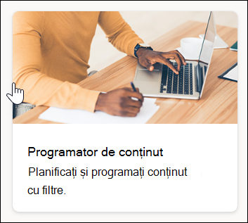 captură de ecran a șablonului programatorului de conținut