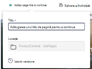 Caseta Titlu din bara de comenzi