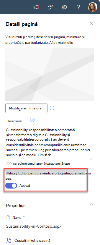 captură de ecran cu butonul de comutare editare activat sau dezactivat