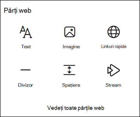 Părți web din caseta de instrumente