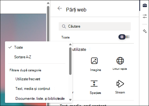 Filtering the web parts in the level 2 of the toolbox