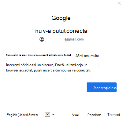 Adăugați contul Google la eroarea Outlook clasică