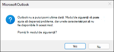 Eroarea de mod de siguranță Outlook clasic