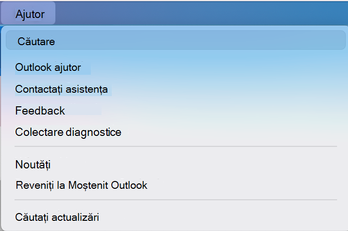 Comutare opțiuni Outlook noi