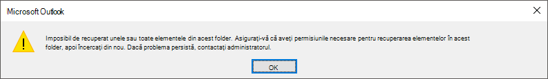 Eroare la recuperarea elementelor șterse