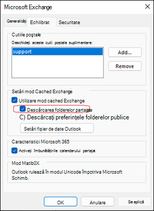 Problema folderelor partajate în Outlook clasic