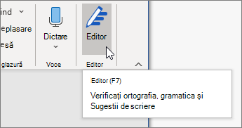 Alegeți Editor de pe fila Pornire sau apăsați F7 pentru a deschide panoul Editor.
