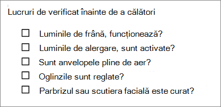 Exemplu de listă cu marcatori și casete.