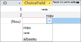 Afișarea listei de opțiuni pentru un utilizator