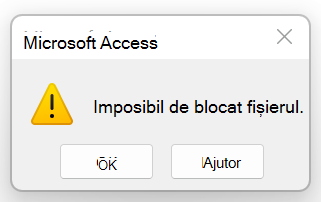 Mesaj de eroare: imposibil de blocat fișierul.