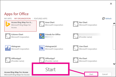 Caseta de dialog Aplicații pentru Office