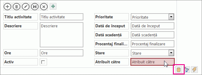 Butonul Date de lângă un control Completare automată.