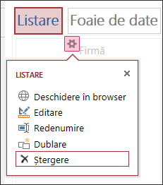 Settings menu with Open in browser, Edit, Rename, Duplicate, and Delete