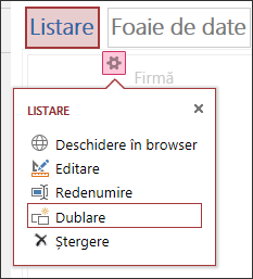 Settings menu with Open in browser, Edit, Rename, Duplicate, and Delete