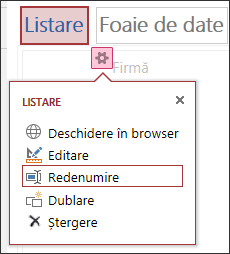 Settings menu with Open in browser, Edit, Rename, Duplicate, and Delete