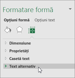 Faceți clic pe Text alternativ în panoul de obiecte