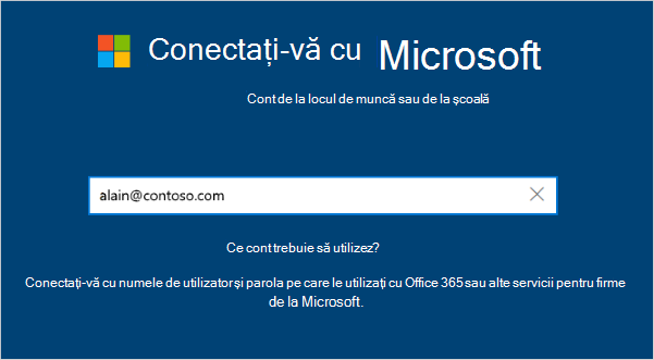 Ecran de conectare cu adresa de e-mail