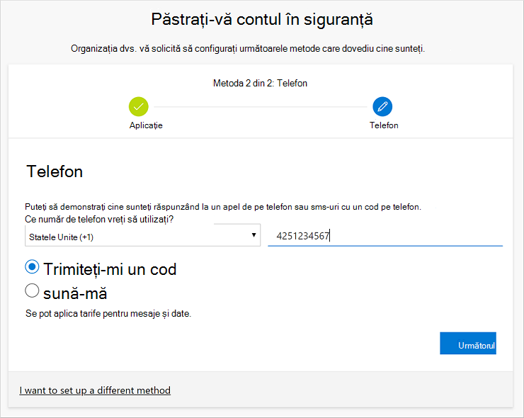 Începeți configurarea numărului de telefon pentru mesageria text