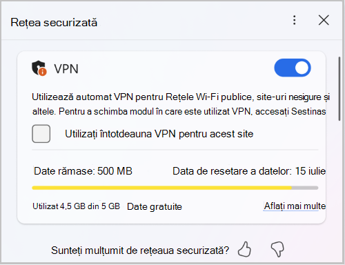 Captură de ecran cu limita de date de rețea securizată Edge