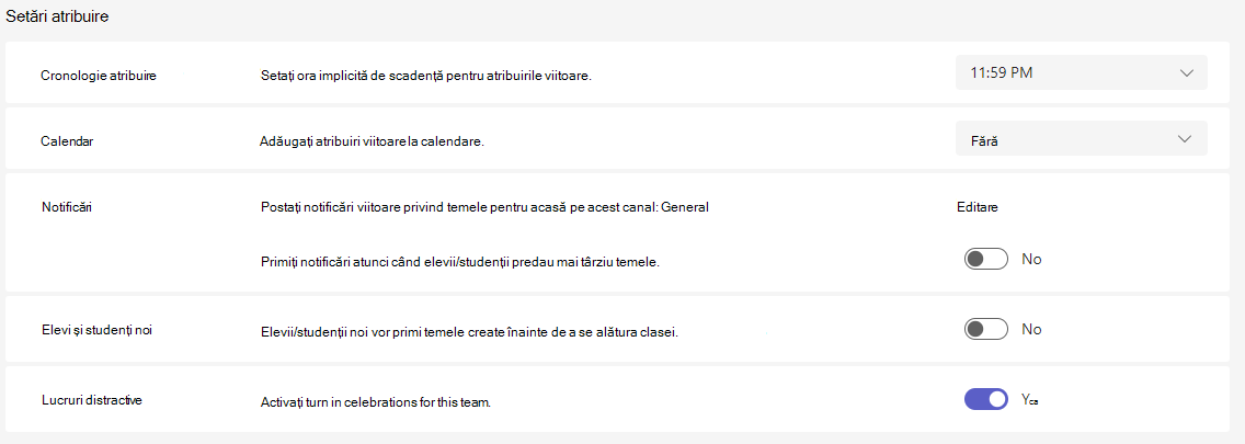 Captură de ecran cu setările temei.