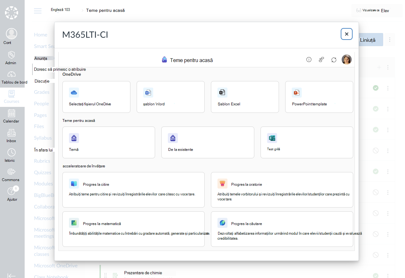 Alegeți un Microsoft Education pentru a crea pentru tema dvs. sau modulul dvs.