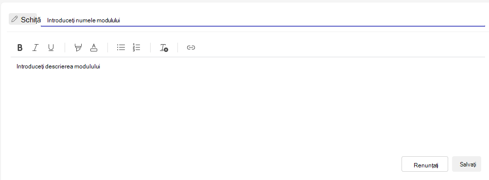 Captură de ecran a câmpului descriere.