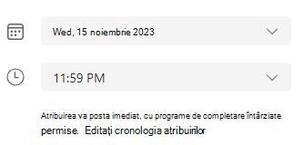 Captură de ecran cu data scadentă.