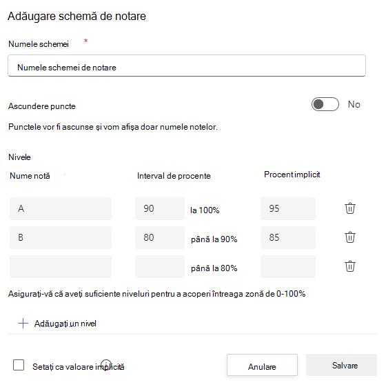 Captură de ecran a exemplului de notare.