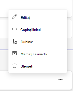Captură de ecran care afișează marcarea unei persoane asociate ca inactivă.