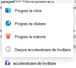 Captură de ecran cu acceleratoarele de învățare.