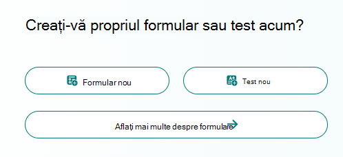 Captură de ecran cu opțiunile pentru formulare noi.
