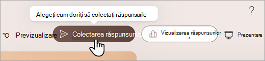 Captură de ecran care arată unde puteți seta modul în care doriți să colectați răspunsurile în Microsoft Forms.