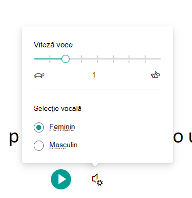Captură de ecran cu setările de voce.