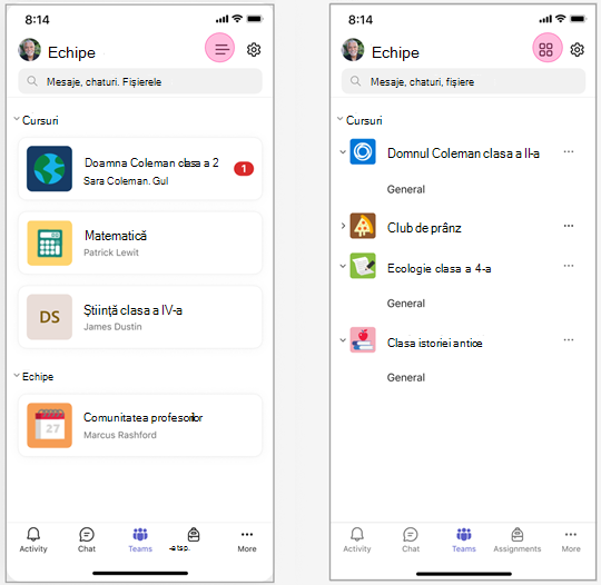 Grid view and List view