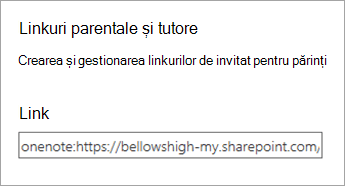 Hyperlinkul Linkuri părinte și tutore în Gestionare blocnotesuri.