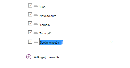 Examinați secțiunile blocnotesului în Expertul blocnotes școlar, inclusiv diapozitivele imprimate,