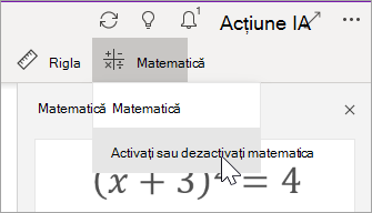 Activați sau dezactivați matematica