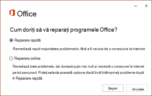 Reparare rapidă Office