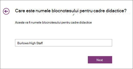 Selectați un nume pentru blocnotesul pentru cadre didactice
