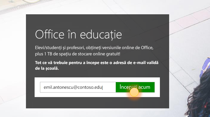 Captură de ecran a paginii de conectare Introducere.