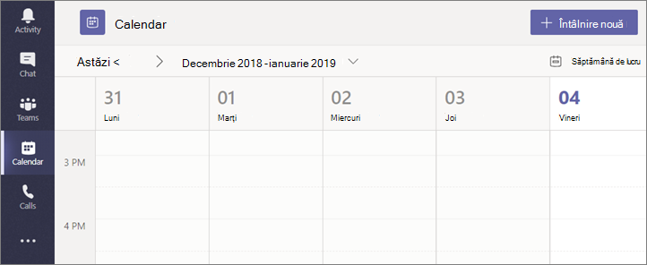 Selectați Calendar și apoi selectați Întâlnire nouă.