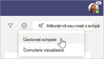 Selectați Gestionați echipele.