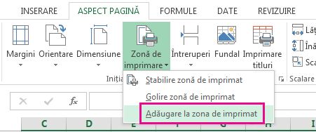 Adăugare la zona de imprimat