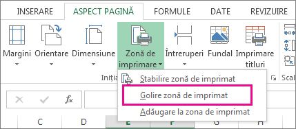 Golire zonă de imprimat