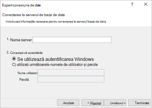 Ecranul 1 Expert conexiune de date